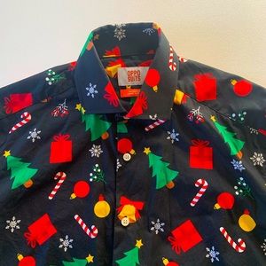 Boys 14 long sleeve Christmas button up shirt